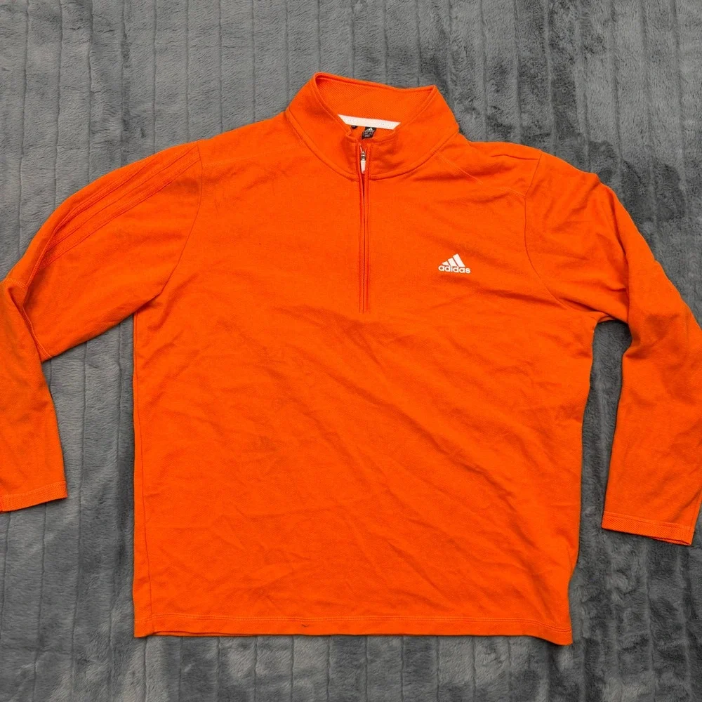Adidas Primegreen Mens XL Orange Quarter Zip Pullover Athletic Sweatshirt